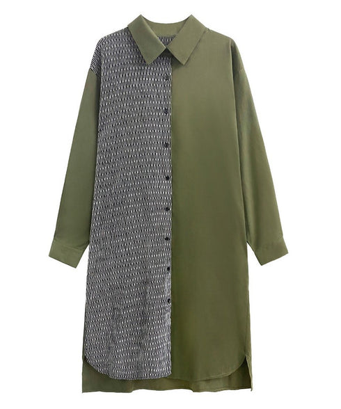 Herringbone Panel Shirt Dress